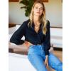 imageZeagoo Womens Button Down Shirts Long Sleeve V Neck Tops Wrinkle Free Collared Work Office Solid Blouses Corset TopsBlack