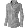 imageZeagoo Womens Button Down Shirts Long Sleeve V Neck Tops Wrinkle Free Collared Work Office Solid Blouses Corset TopsBlack Stripe
