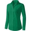 imageZeagoo Womens Button Down Shirts Long Sleeve V Neck Tops Wrinkle Free Collared Work Office Solid Blouses Corset TopsGreen