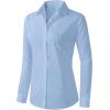 imageZeagoo Womens Button Down Shirts Long Sleeve V Neck Tops Wrinkle Free Collared Work Office Solid Blouses Corset TopsLight Blue