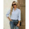 imageZeagoo Womens Button Down Shirts Long Sleeve V Neck Tops Wrinkle Free Collared Work Office Solid Blouses Corset TopsLight Blue Stripe