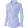 imageZeagoo Womens Button Down Shirts Long Sleeve V Neck Tops Wrinkle Free Collared Work Office Solid Blouses Corset TopsLight Blue Stripe