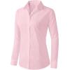 imageZeagoo Womens Button Down Shirts Long Sleeve V Neck Tops Wrinkle Free Collared Work Office Solid Blouses Corset TopsPink