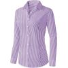 imageZeagoo Womens Button Down Shirts Long Sleeve V Neck Tops Wrinkle Free Collared Work Office Solid Blouses Corset TopsPurple Stripe