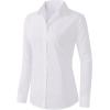 imageZeagoo Womens Button Down Shirts Long Sleeve V Neck Tops Wrinkle Free Collared Work Office Solid Blouses Corset TopsWhite