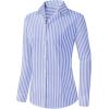 imageZeagoo Womens Button Down Shirts Long Sleeve V Neck Tops Wrinkle Free Collared Work Office Solid Blouses Corset TopsWide Blue Stripe