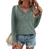 imageZeagoo Womens Casual Tunic Tops Long Sleeve Shirts for Leggings V Neck Button Fall Pullover Blouse Loose SweatshirtsArmy Green