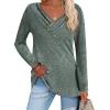 imageZeagoo Womens Casual Tunic Tops Long Sleeve Shirts for Leggings V Neck Button Fall Pullover Blouse Loose SweatshirtsArmy Green