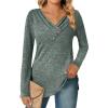 imageZeagoo Womens Casual Tunic Tops Long Sleeve Shirts for Leggings V Neck Button Fall Pullover Blouse Loose SweatshirtsArmy Green