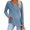 imageZeagoo Womens Casual Tunic Tops Long Sleeve Shirts for Leggings V Neck Button Fall Pullover Blouse Loose SweatshirtsBlue02