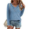 imageZeagoo Womens Casual Tunic Tops Long Sleeve Shirts for Leggings V Neck Button Fall Pullover Blouse Loose SweatshirtsBlue02