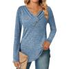 imageZeagoo Womens Casual Tunic Tops Long Sleeve Shirts for Leggings V Neck Button Fall Pullover Blouse Loose SweatshirtsBlue02