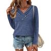 imageZeagoo Womens Casual Tunic Tops Long Sleeve Shirts for Leggings V Neck Button Fall Pullover Blouse Loose SweatshirtsBlv