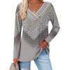 imageZeagoo Womens Casual Tunic Tops Long Sleeve Shirts for Leggings V Neck Button Fall Pullover Blouse Loose SweatshirtsGreyprinted