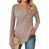imageZeagoo Womens Casual Tunic Tops Long Sleeve Shirts for Leggings V Neck Button Fall Pullover Blouse Loose SweatshirtsLt