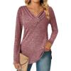 imageZeagoo Womens Casual Tunic Tops Long Sleeve Shirts for Leggings V Neck Button Fall Pullover Blouse Loose SweatshirtsRed02
