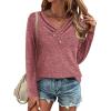 imageZeagoo Womens Casual Tunic Tops Long Sleeve Shirts for Leggings V Neck Button Fall Pullover Blouse Loose SweatshirtsRed02