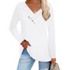 imageZeagoo Womens Casual Tunic Tops Long Sleeve Shirts for Leggings V Neck Button Fall Pullover Blouse Loose SweatshirtsWhite