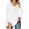 imageZeagoo Womens Casual Tunic Tops Long Sleeve Shirts for Leggings V Neck Button Fall Pullover Blouse Loose SweatshirtsWhite