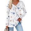 imageZeagoo Womens Casual Tunic Tops Long Sleeve Shirts for Leggings V Neck Button Fall Pullover Blouse Loose SweatshirtsWhiteprinted