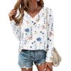 imageZeagoo Womens Casual Tunic Tops Long Sleeve Shirts for Leggings V Neck Button Fall Pullover Blouse Loose SweatshirtsWhiteprinted