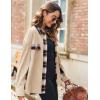 imageZeagoo Womens Corduroy Flannel Shacket Jacket Casual Plaid Button Down Shirts Long Sleeve Fall Tops with PocketsApricot