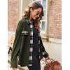 imageZeagoo Womens Corduroy Flannel Shacket Jacket Casual Plaid Button Down Shirts Long Sleeve Fall Tops with PocketsArmy Green