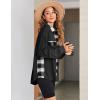 imageZeagoo Womens Corduroy Flannel Shacket Jacket Casual Plaid Button Down Shirts Long Sleeve Fall Tops with PocketsBlack