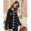 imageZeagoo Womens Corduroy Flannel Shacket Jacket Casual Plaid Button Down Shirts Long Sleeve Fall Tops with PocketsBlack