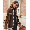 imageZeagoo Womens Corduroy Flannel Shacket Jacket Casual Plaid Button Down Shirts Long Sleeve Fall Tops with PocketsBrown