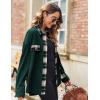 imageZeagoo Womens Corduroy Flannel Shacket Jacket Casual Plaid Button Down Shirts Long Sleeve Fall Tops with PocketsDark Green