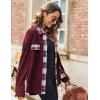 imageZeagoo Womens Corduroy Flannel Shacket Jacket Casual Plaid Button Down Shirts Long Sleeve Fall Tops with PocketsDark Red