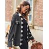 imageZeagoo Womens Corduroy Flannel Shacket Jacket Casual Plaid Button Down Shirts Long Sleeve Fall Tops with PocketsDrak Grey