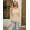 imageZeagoo Womens Long Sleeve Ribbed Shirt 2025 Fall Knit Sweater Basic Slim Fit Tops Crewneck Cute OutfitsAlmond