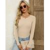 imageZeagoo Womens Long Sleeve Ribbed Shirt 2025 Fall Knit Sweater Basic Slim Fit Tops Crewneck Cute OutfitsAlmond