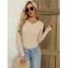 imageZeagoo Womens Long Sleeve Ribbed Shirt 2025 Fall Knit Sweater Basic Slim Fit Tops Crewneck Cute OutfitsAlmond