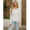 imageZeagoo Womens Long Sleeve Ribbed Shirt 2025 Fall Knit Sweater Basic Slim Fit Tops Crewneck Cute OutfitsAwhite