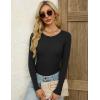 imageZeagoo Womens Long Sleeve Ribbed Shirt 2025 Fall Knit Sweater Basic Slim Fit Tops Crewneck Cute OutfitsBlack