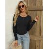 imageZeagoo Womens Long Sleeve Ribbed Shirt 2025 Fall Knit Sweater Basic Slim Fit Tops Crewneck Cute OutfitsBlack