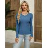 imageZeagoo Womens Long Sleeve Ribbed Shirt 2025 Fall Knit Sweater Basic Slim Fit Tops Crewneck Cute OutfitsBlue