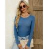 imageZeagoo Womens Long Sleeve Ribbed Shirt 2025 Fall Knit Sweater Basic Slim Fit Tops Crewneck Cute OutfitsBlue