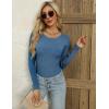 imageZeagoo Womens Long Sleeve Ribbed Shirt 2025 Fall Knit Sweater Basic Slim Fit Tops Crewneck Cute OutfitsBlue