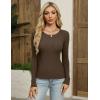 imageZeagoo Womens Long Sleeve Ribbed Shirt 2025 Fall Knit Sweater Basic Slim Fit Tops Crewneck Cute OutfitsChestnut Brown