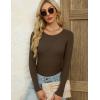 imageZeagoo Womens Long Sleeve Ribbed Shirt 2025 Fall Knit Sweater Basic Slim Fit Tops Crewneck Cute OutfitsChestnut Brown