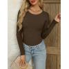 imageZeagoo Womens Long Sleeve Ribbed Shirt 2025 Fall Knit Sweater Basic Slim Fit Tops Crewneck Cute OutfitsChestnut Brown