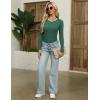 imageZeagoo Womens Long Sleeve Ribbed Shirt 2025 Fall Knit Sweater Basic Slim Fit Tops Crewneck Cute OutfitsGreen