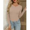 imageZeagoo Womens Long Sleeve Ribbed Shirt 2025 Fall Knit Sweater Basic Slim Fit Tops Crewneck Cute OutfitsKhaki