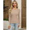 imageZeagoo Womens Long Sleeve Ribbed Shirt 2025 Fall Knit Sweater Basic Slim Fit Tops Crewneck Cute OutfitsKhaki
