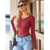 imageZeagoo Womens Long Sleeve Ribbed Shirt 2025 Fall Knit Sweater Basic Slim Fit Tops Crewneck Cute OutfitsWine Red