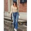 imageZeagoo Womens Long Sleeve Ribbed Slim Fitted Shirts Square Neck Casual Basic Y2K Crop TopsApricot